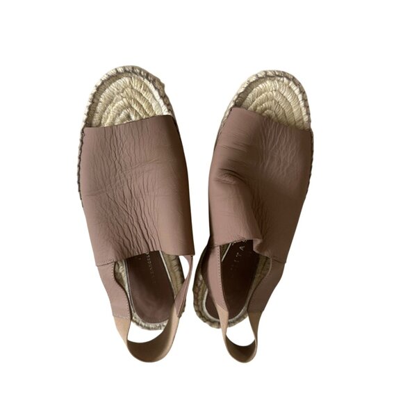 PALOMITAS Paloma Barcelo Taupe Leather Espadrilles Flats Size 38 - Picture 6 of 9
